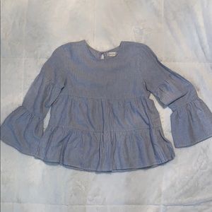 Striped long sleeve peplum top